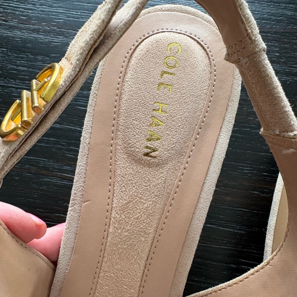 Cole Haan Nude Suede Slingback Heels - Picture 4 of 4